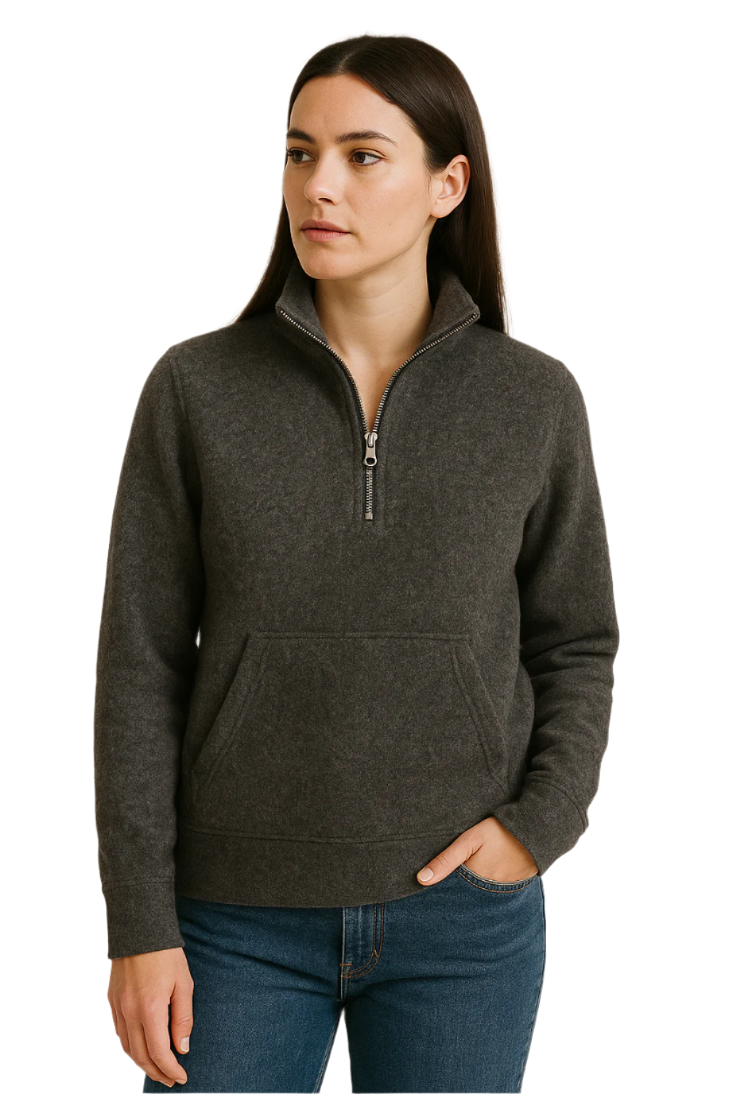 Wool Half-Zip Pullover – Jet Black