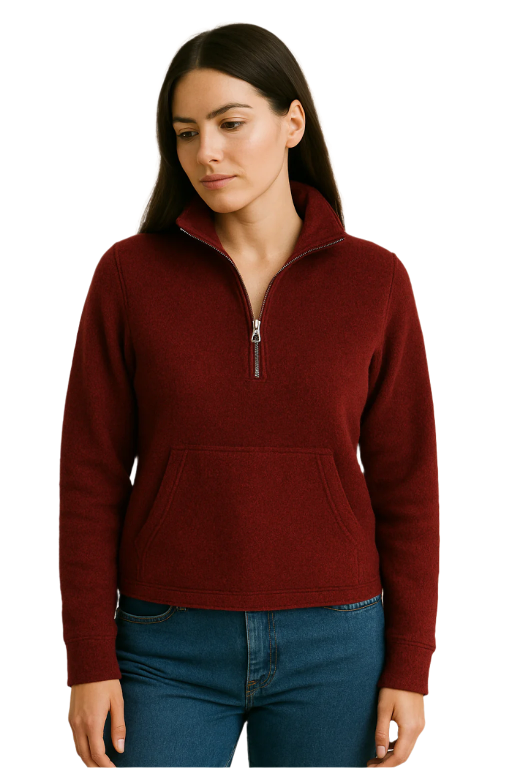 Wool Half-Zip Pullover – Jet Dark Red
