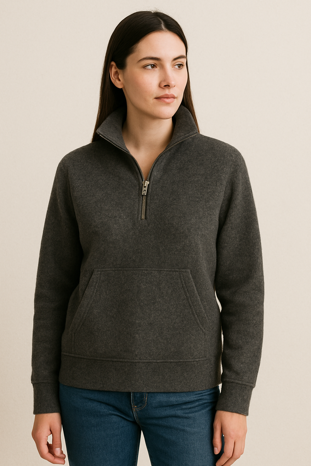 Wool Half-Zip Pullover – Jet Black