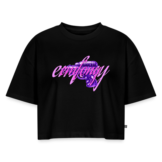 Women’s Premium Oversized Organic Cropped T-Shirt - black