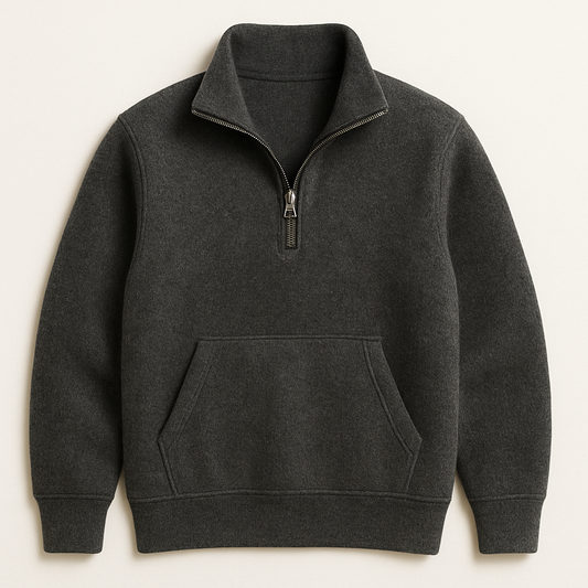 Wool Half-Zip Pullover – Jet Black