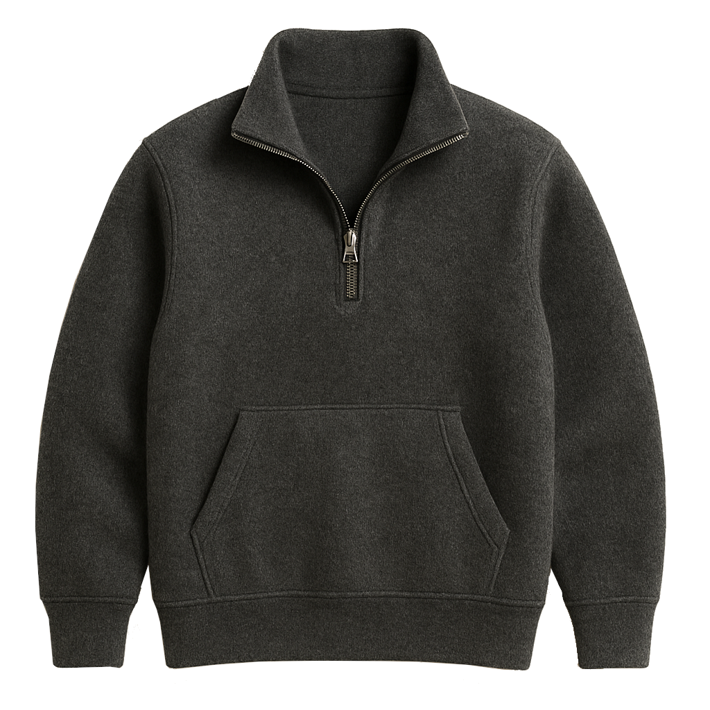 Wool Half-Zip Pullover – Jet Black