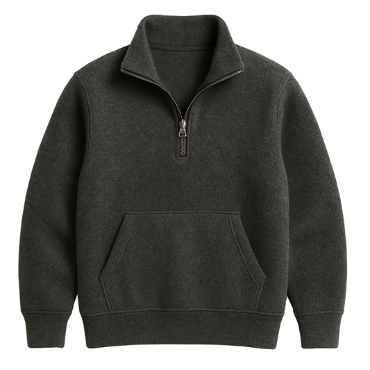 Wool Half-Zip Pullover – Jet Black