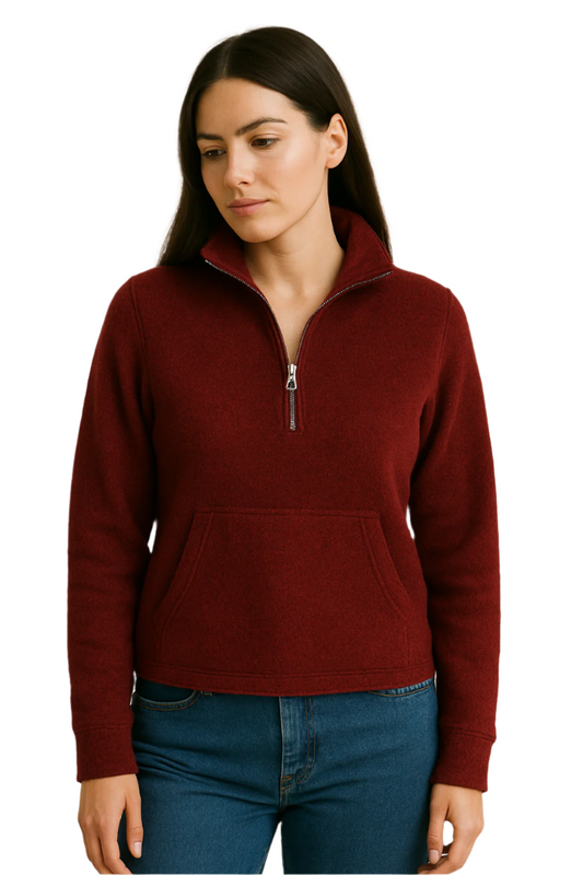 Wool Half-Zip Pullover – Jet Dark Red