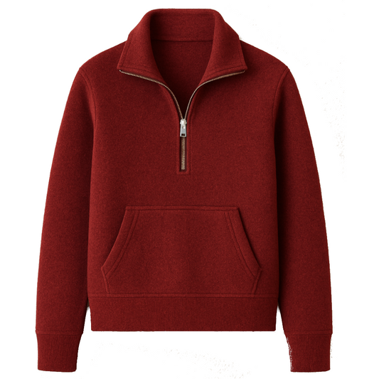 Wool Half-Zip Pullover – Jet Dark Red